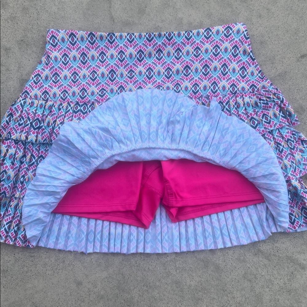 Lucky in Love Pink/Blue Geo Pleated Golf Tennis Pickleball Skort Women's Size S - Picture 3 of 6